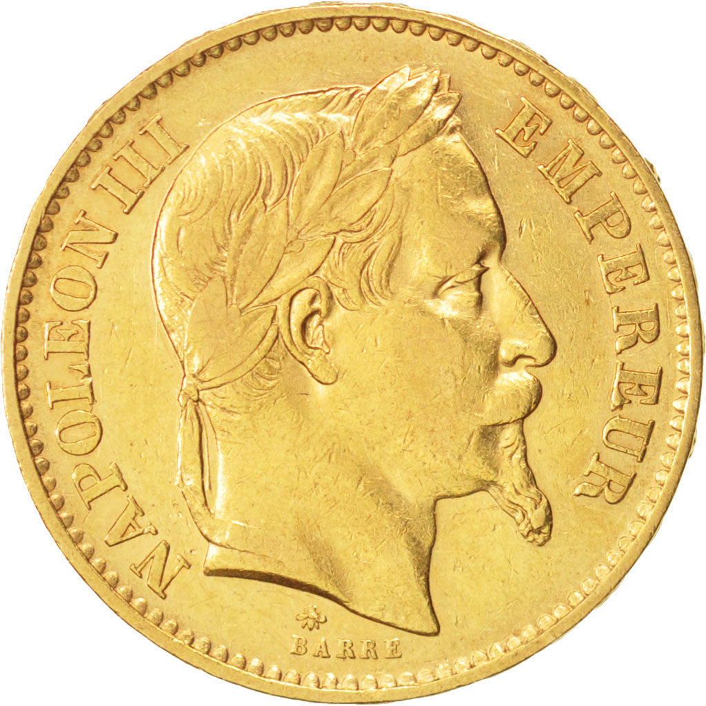 Coin, France, Napoleon III, Napoléon III, 20 Francs, 1868, Paris, AU(50-53)