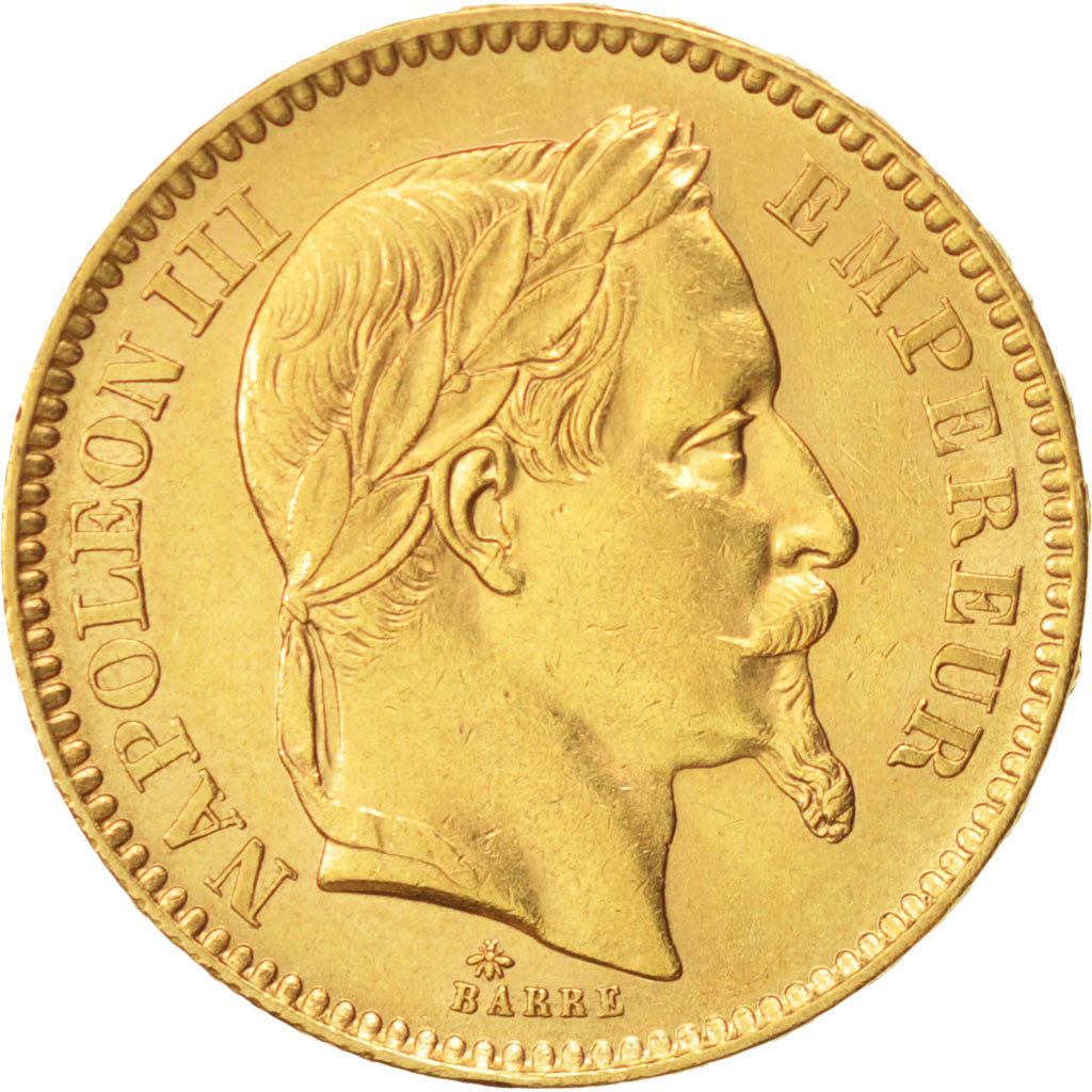 France, Napoleon III, 20 Francs, 1863, Paris, AU(55-58), Gold, KM 801.1