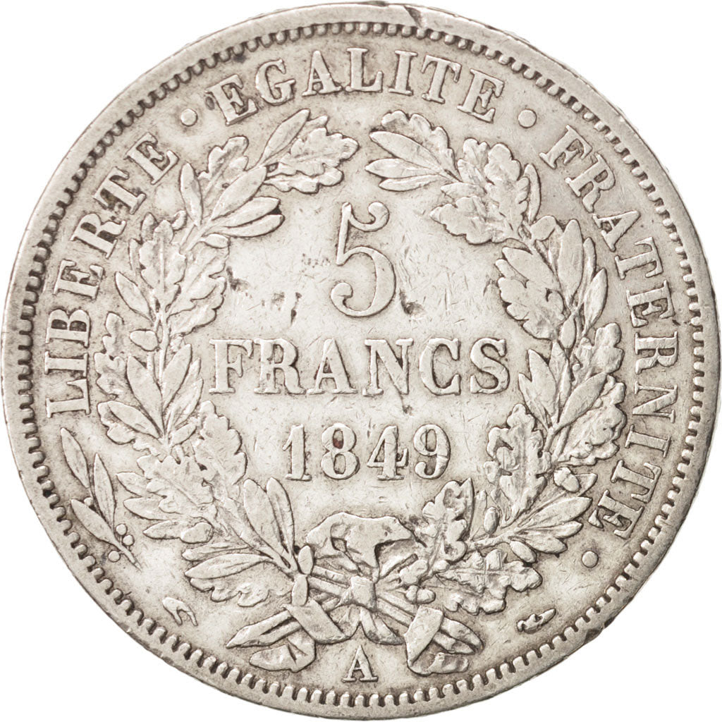Münze, Frankreich, Cérès, 5 Francs, 1849, Paris, SS, Silber, KM:761.1