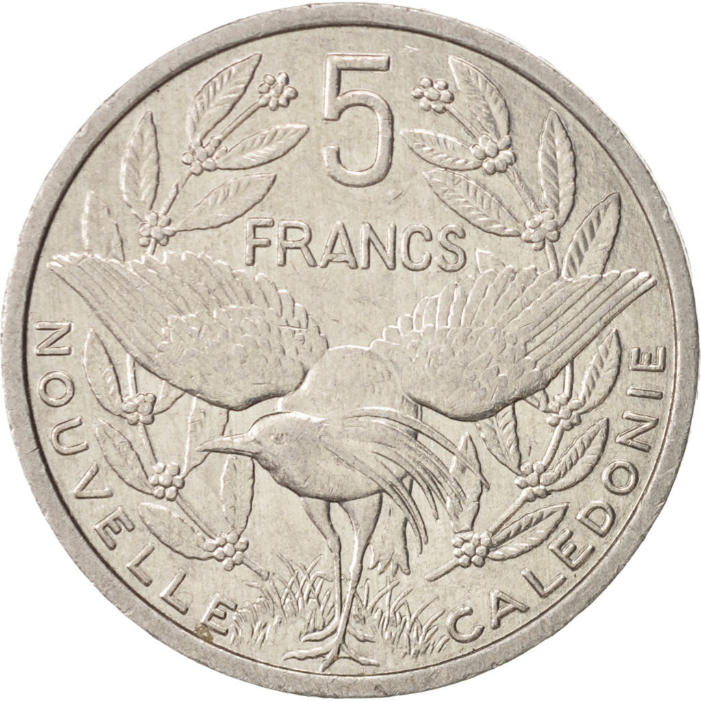 Coin, New Caledonia, 5 Francs, 1986, Paris, AU(55-58), Aluminum, KM:16