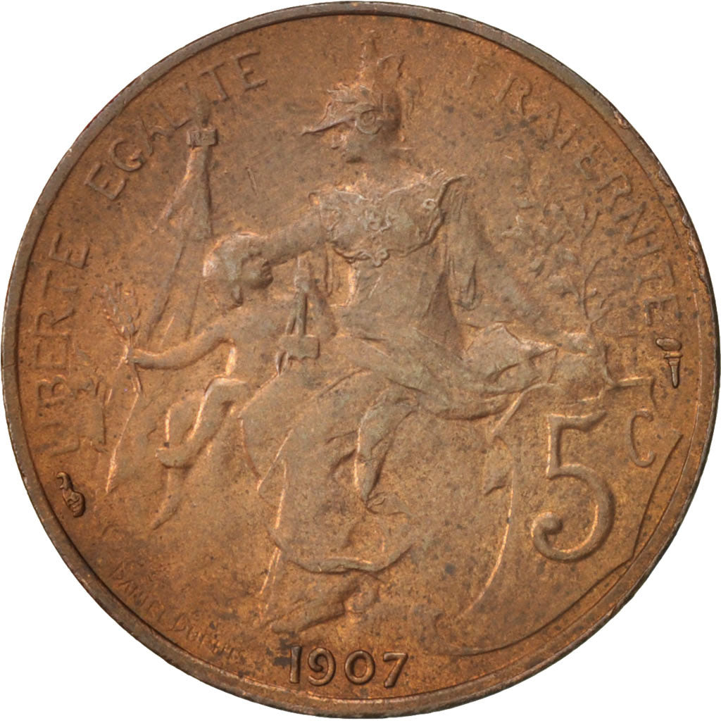 France, Dupuis, 5 Centimes, 1907, Paris, EF(40-45), Bronze, KM:842
