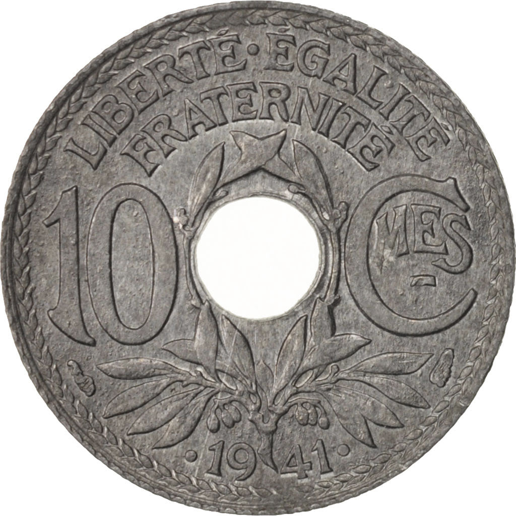 France, 10 Centimes, 1941, AU(55-58), Zinc, KM:897