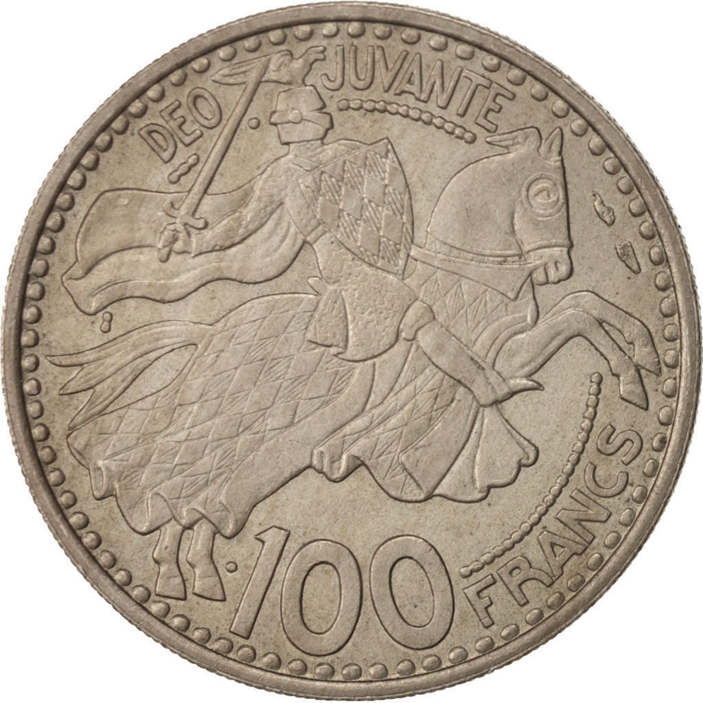Coin, Monaco, Rainier III, 100 Francs, Cent, 1952, AU(55-58), Copper-nickel