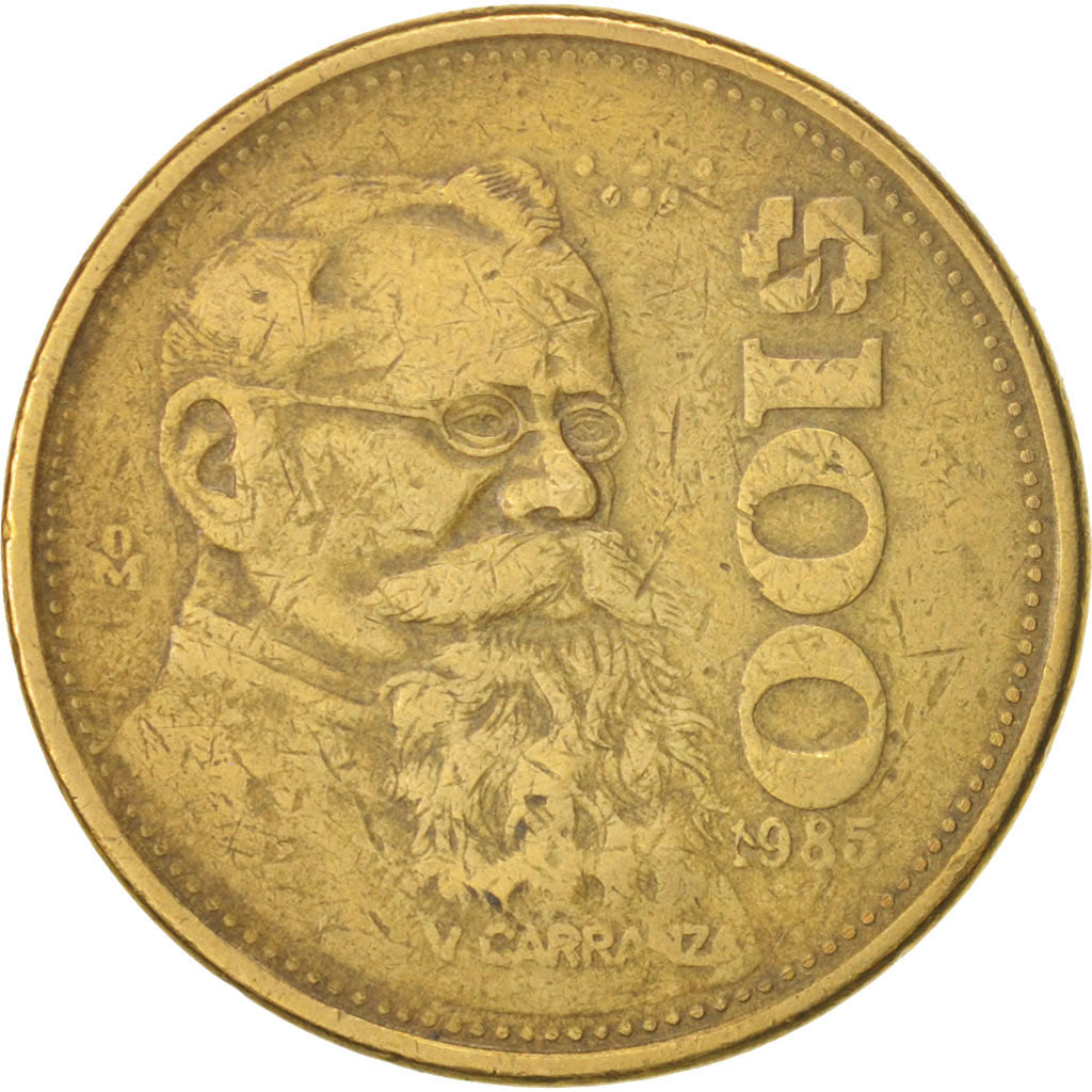 Moneda, México, 100 Pesos, 1985, Mexico City, MBC, Aluminio - bronce, KM:493