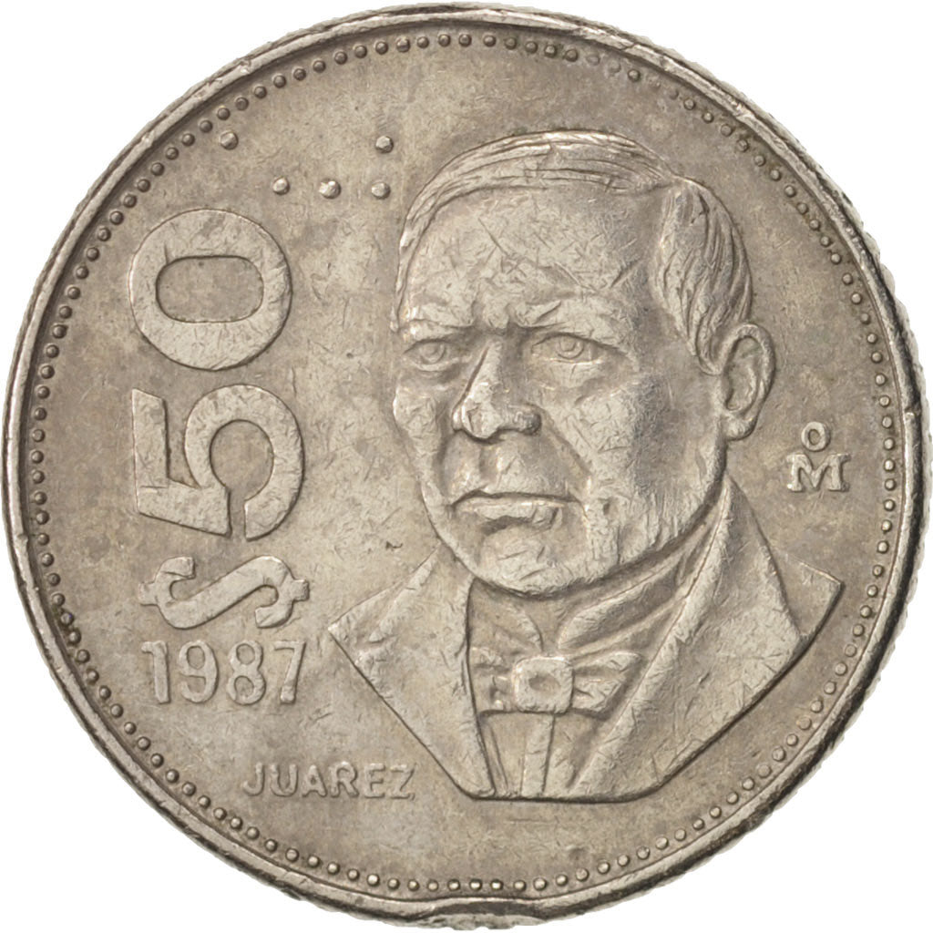 Moneta, Mexico, 50 Pesos, 1987, Mexico City, EF(40-45), Miedź-Nikiel, KM:495