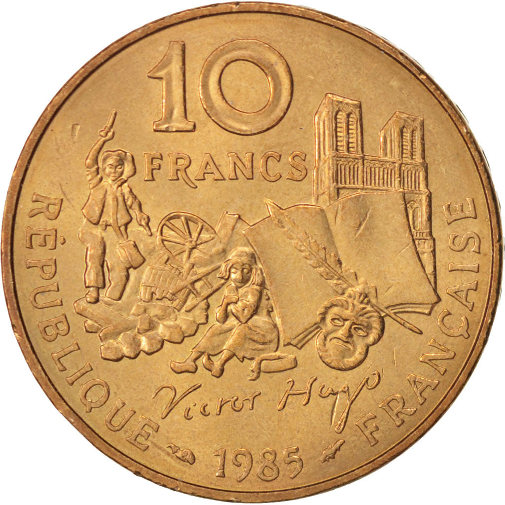 Moneta, Francia, Victor Hugo, 10 Francs, 1985, BB+, Nichel-bronzo, KM:956
