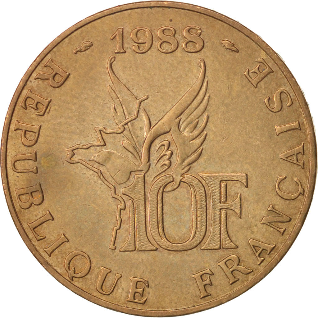 Monnaie, France, Roland Garros, 10 Francs, 1988, TTB+, Aluminum-Bronze, KM:965