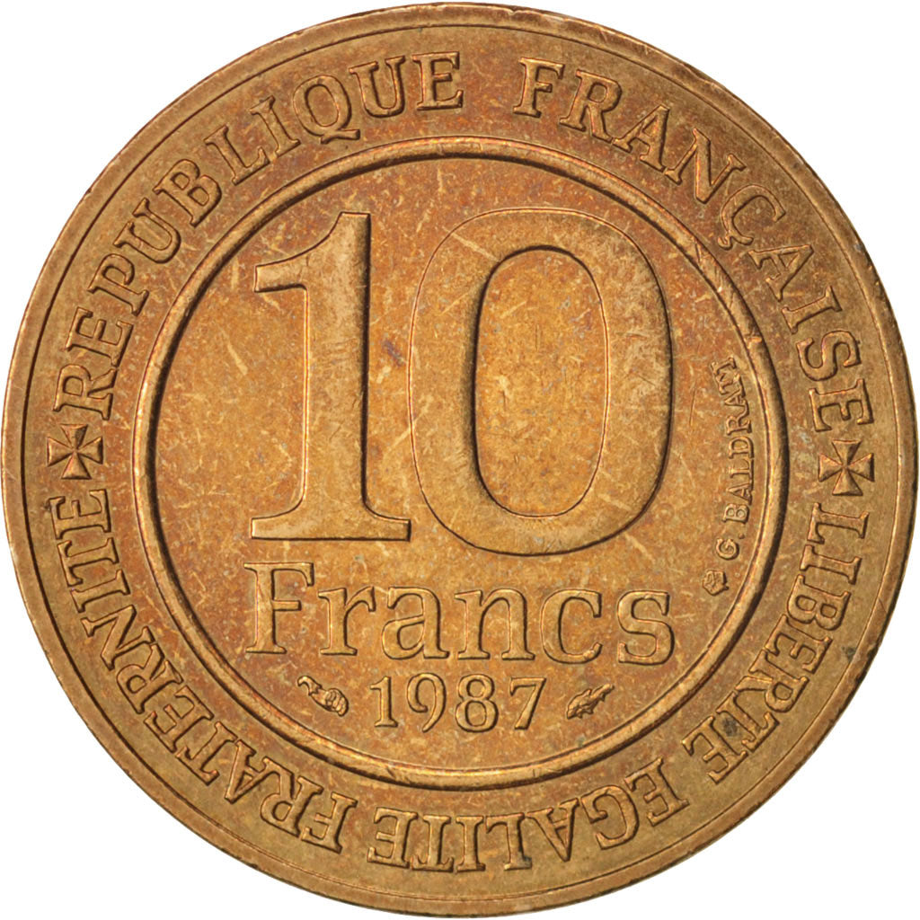 Coin, France, 10 Francs, 1987, AU(50-53), Nickel-Bronze, KM:961d
