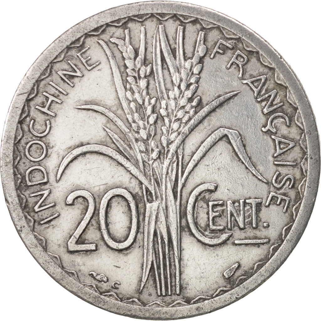 Coin, FRENCH INDO-CHINA, 20 Cents, 1945, Castelsarrasin, AU(50-53), Aluminum