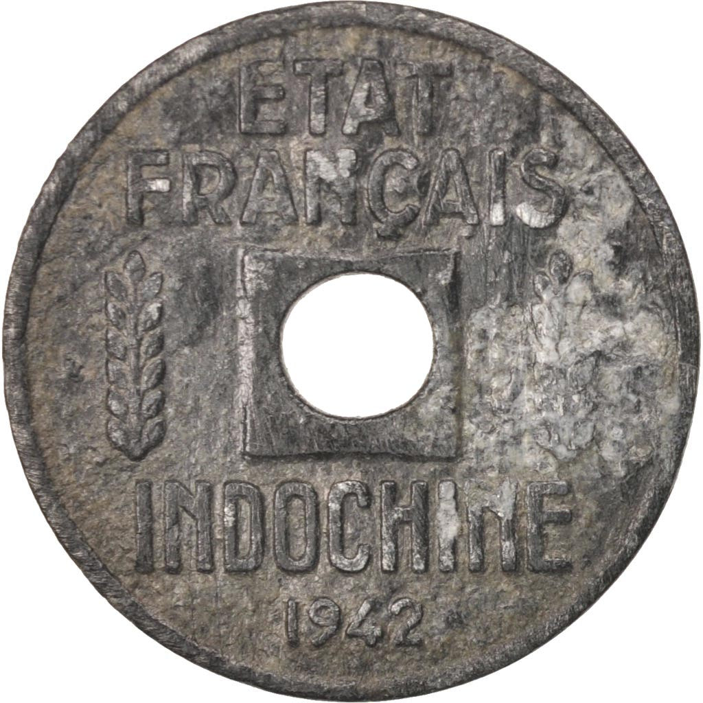 FRENCH INDO-CHINA, 1/4 Cent, 1942, Osaka, VF(30-35), Zinc, KM:25
