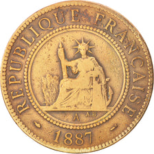 FRENCH INDO-CHINA, Cent, 1887, Paris, TB+, Bronze, KM:1, Lecompte 39