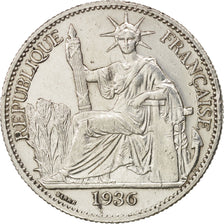 FRENCH INDO-CHINA, 50 Cents, 1936, Paris, EF(40-45), Silver, KM:4a.2