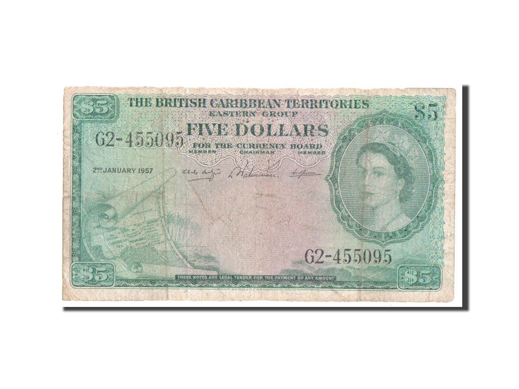 Banknote, British Caribbean Territories, 5 Dollars, 1957, F(12-15)