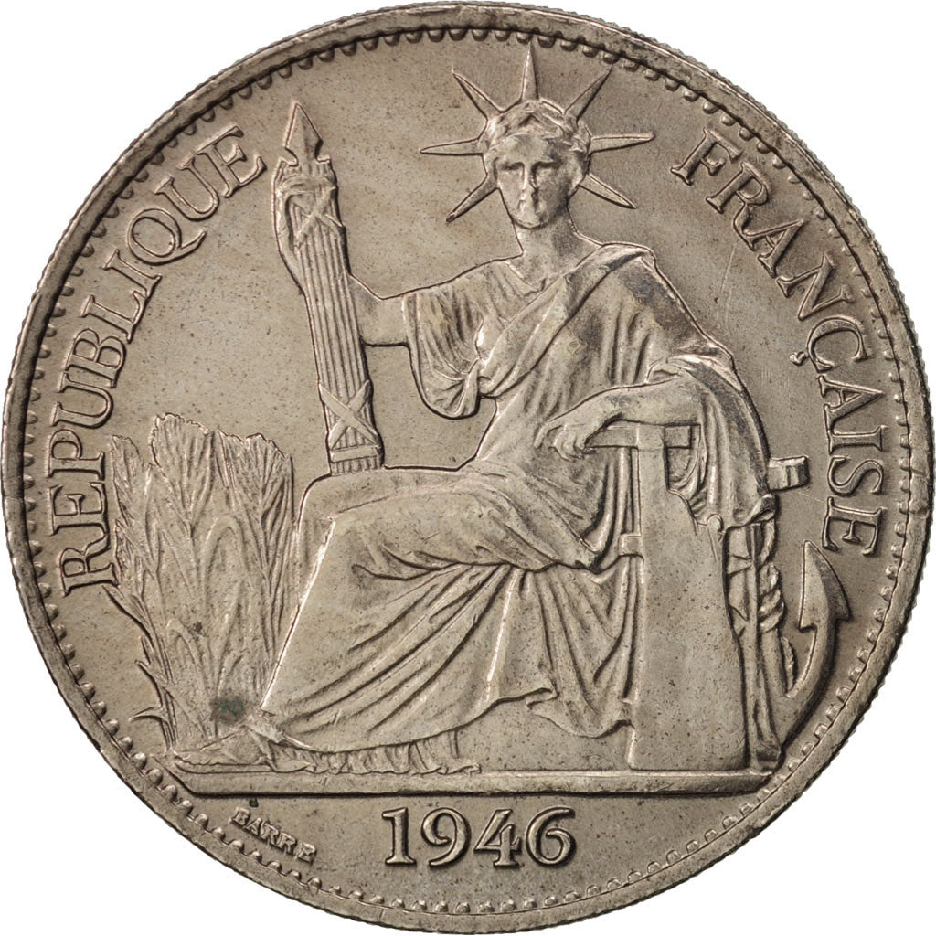 INDOCINA FRANCESE, 50 Cents, 1946, Paris, SPL-, Rame-nichel, KM:31