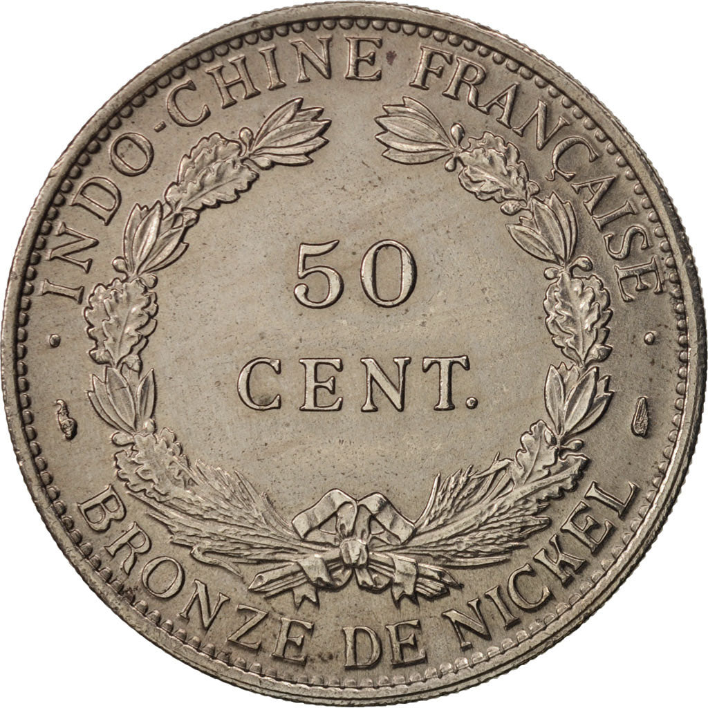INDOCINA FRANCESE, 50 Cents, 1946, Paris, SPL-, Rame-nichel, KM:31