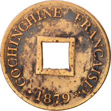 FRENCH COCHIN CHINA, 2 Sapeque, 1879, Paris, VF(30-35), Bronze, KM:2