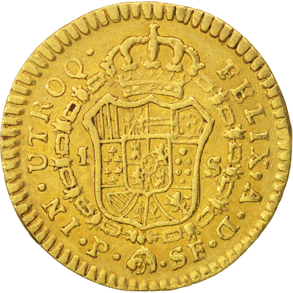 Colombia, Charles III, Escudo, 1781, Popayan, EF(40-45), Gold, KM:48.2