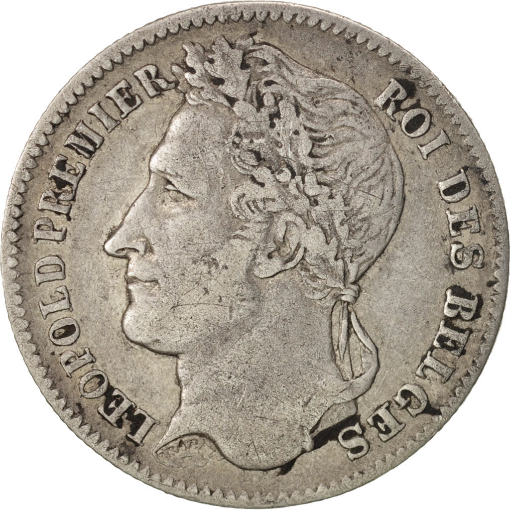 Moneta, Belgia, Leopold I, 1/4 Franc, 1834, VF(30-35), Srebro, KM:8