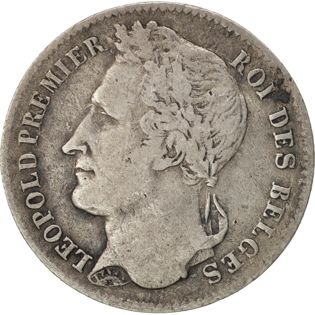 Moneta, Belgia, Leopold I, 1/4 Franc, 1834, VF(30-35), Srebro, KM:8