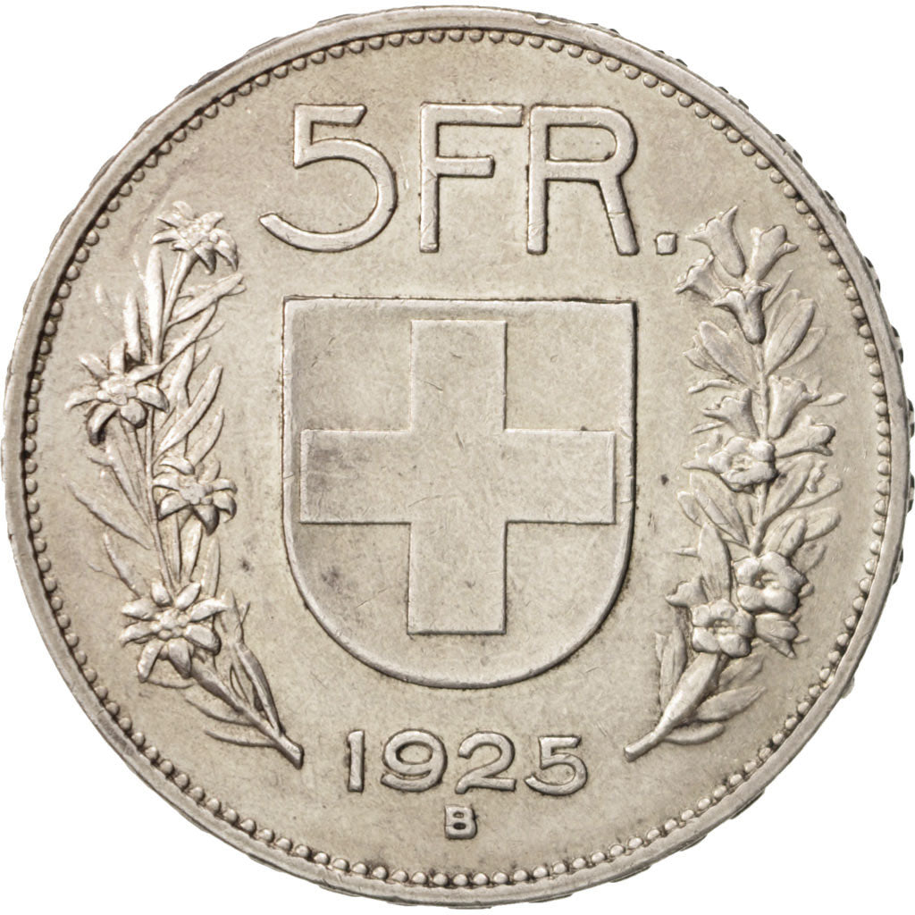 Münze, Schweiz, 5 Francs, 1925, Bern, VZ, Silber, KM:38