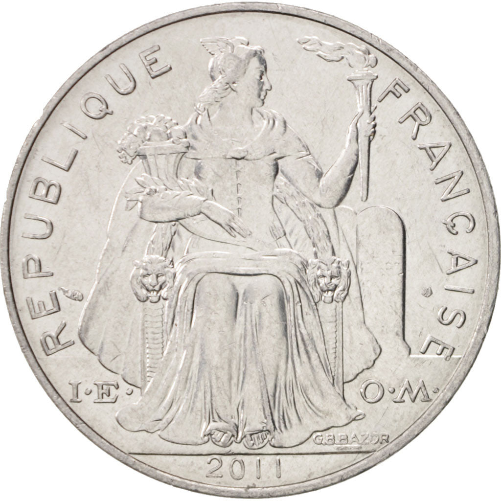 French Polynesia, 5 Francs, 2011, Paris, AU(55-58), Aluminum, KM:12