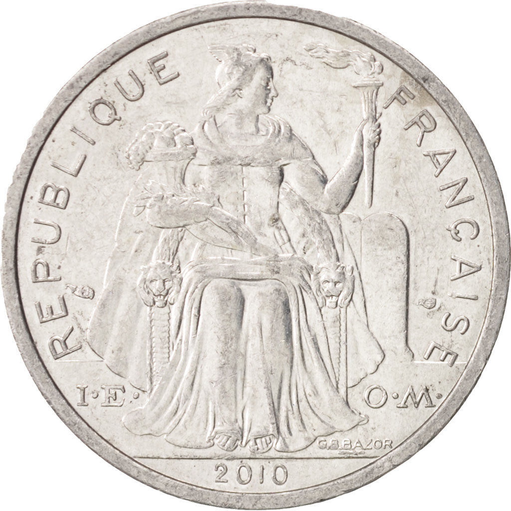 Coin, French Polynesia, 2 Francs, 2010, Paris, AU(55-58), Aluminum, KM:10
