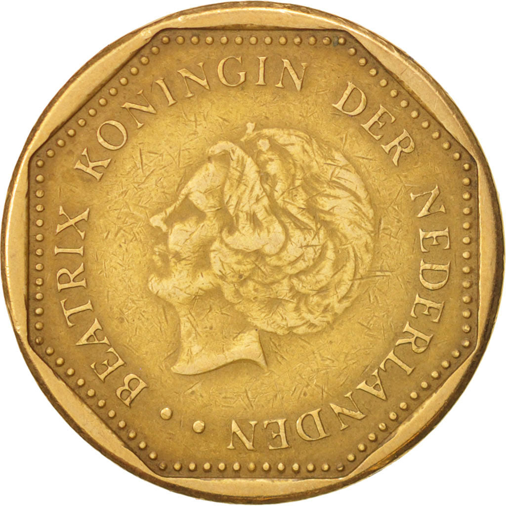 Moneta, Antille olandesi, Beatrix, 5 Gulden, 1999, BB, Acciaio legato dorato