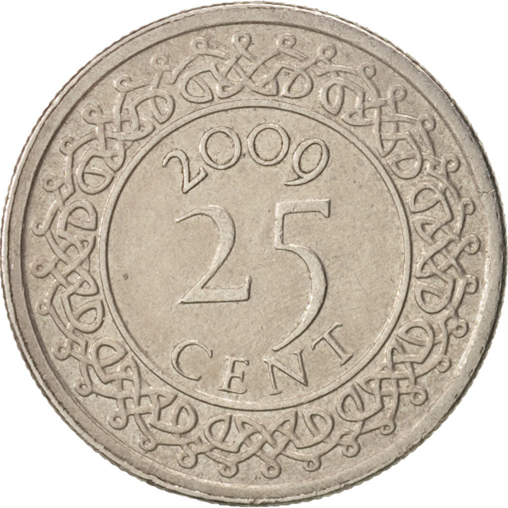 Moneta, Suriname, 25 Cents, 2009, BB+, Acciaio placcato nichel, KM:14A
