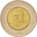 Moneda, República Dominicana, 10 Pesos, 2008, MBC+, Bimetálico, KM:106