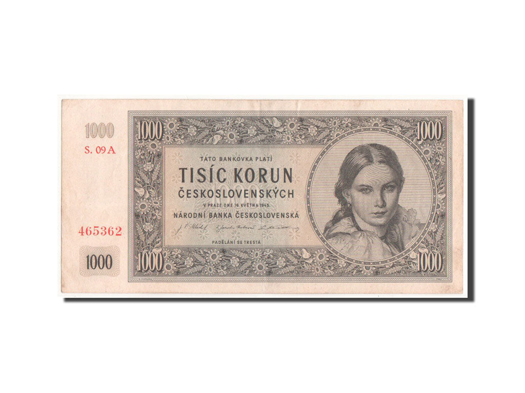 Czechoslovakia, 1000 Korun, 1945, KM #74a, EF(40-45), S