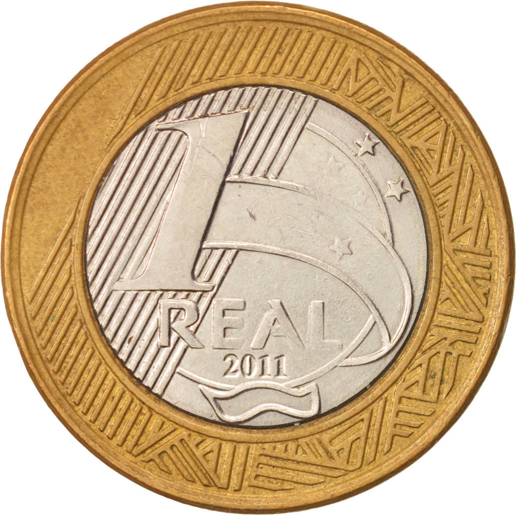 Coin, Brazil, Real, 2011, Rio de Janeiro, AU(50-53), Bi-Metallic, KM:652a