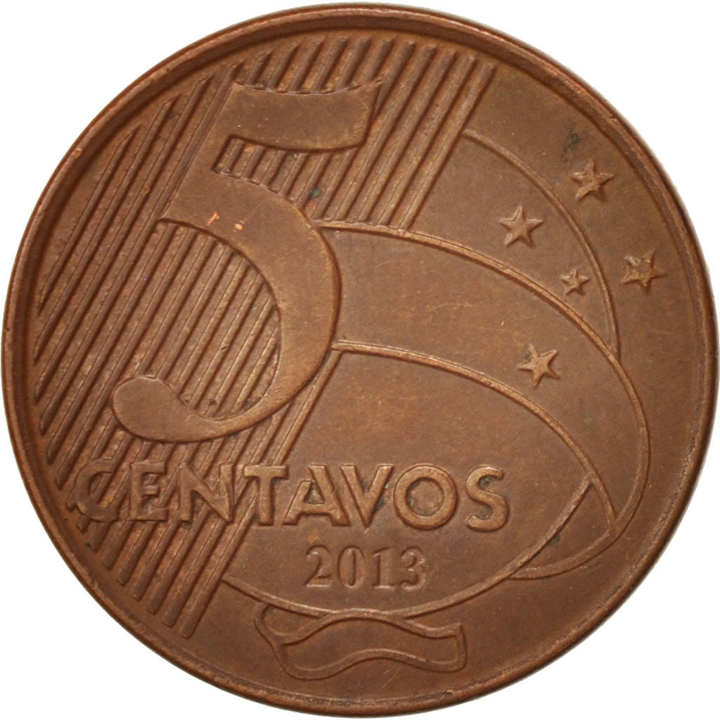 Coin, Brazil, 5 Centavos, 2013, AU(50-53), Copper Plated Steel, KM:648