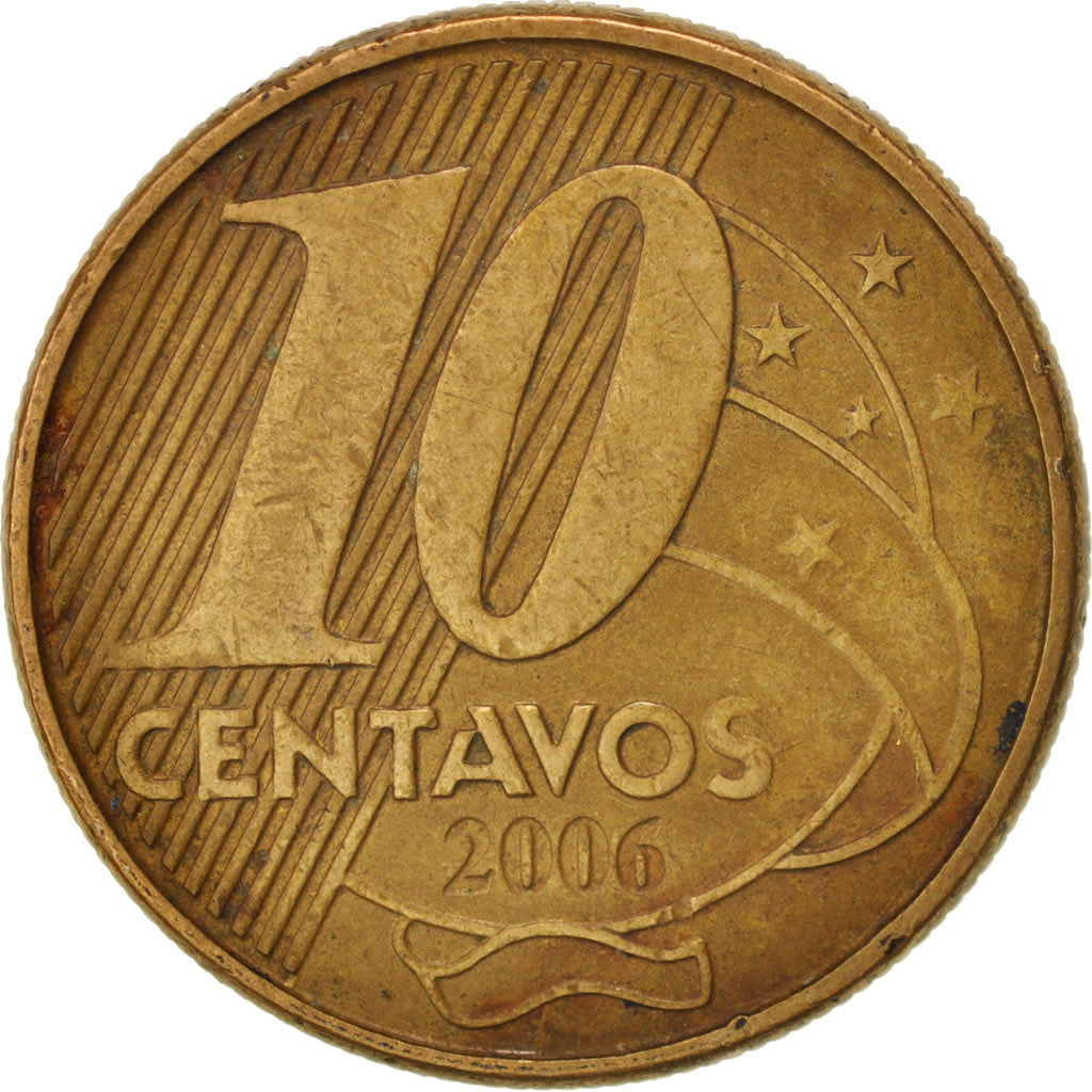 Coin, Brazil, 10 Centavos, 2006, EF(40-45), Bronze Plated Steel, KM:649.2