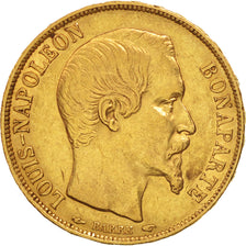 Francia, Napoleon III, 20 Francs, 1852, Paris, BB, Oro, KM:774
