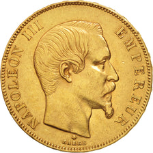 France, Napoleon III, 50 Francs, 1858, Strasbourg, AU(50-53), KM 785.2