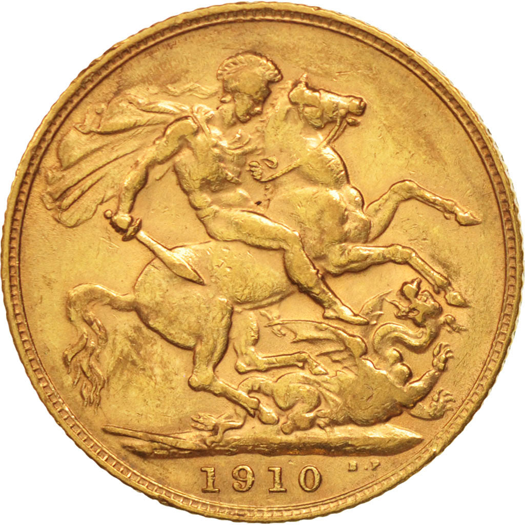 Coin, Great Britain, Edward VII, Sovereign, 1910, AU(50-53), Gold, KM:805