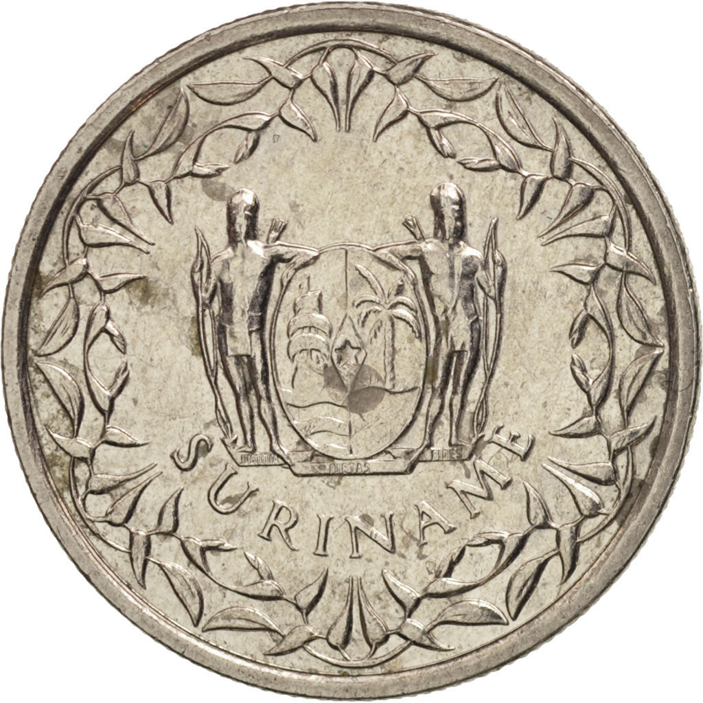 Suriname, 25 Cents, 2014, AU(50-53), Copper-nickel
