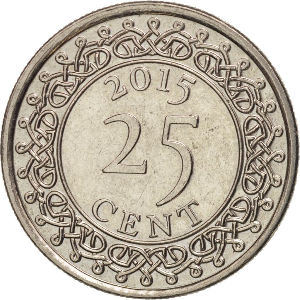 Suriname, 25 Cents, 2015, AU(50-53), Copper-nickel