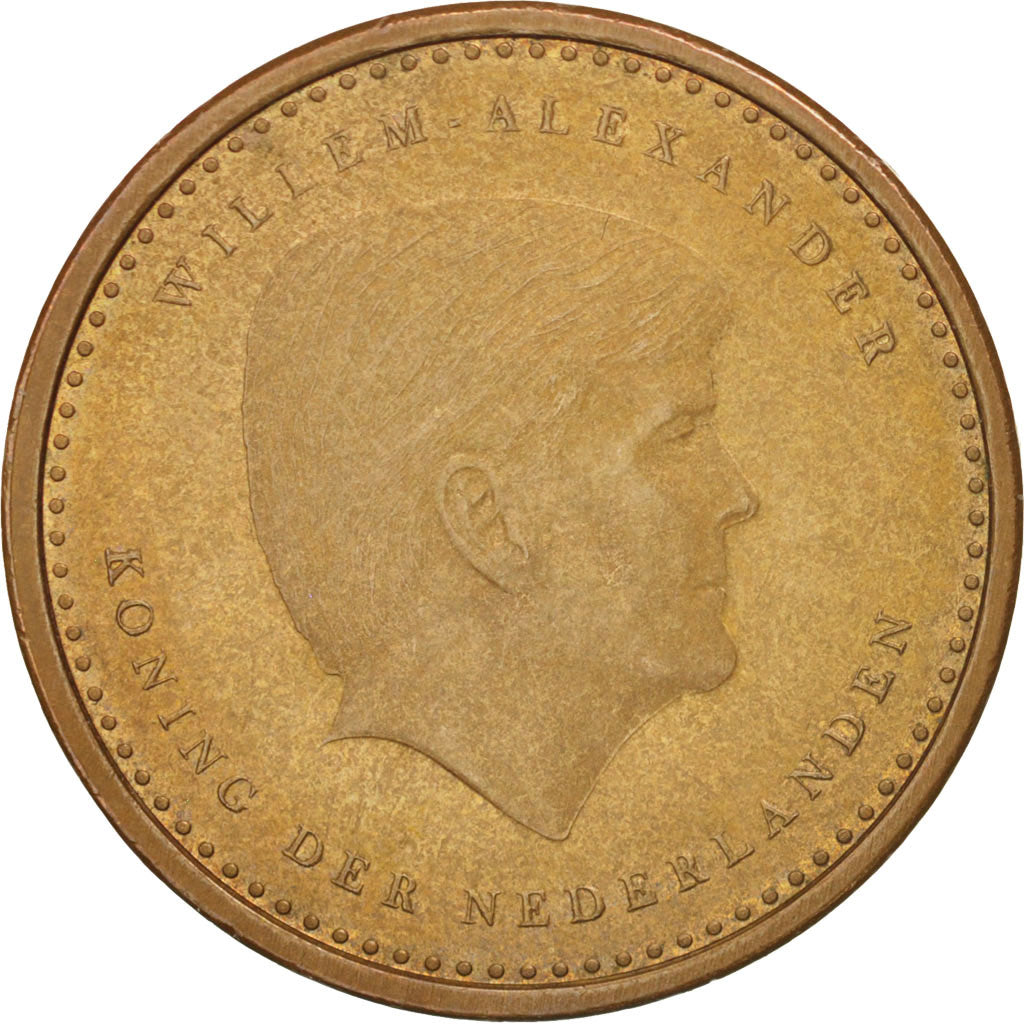 Netherlands Antilles, Gulden, 2014, AU(50-53), Aureate Steel