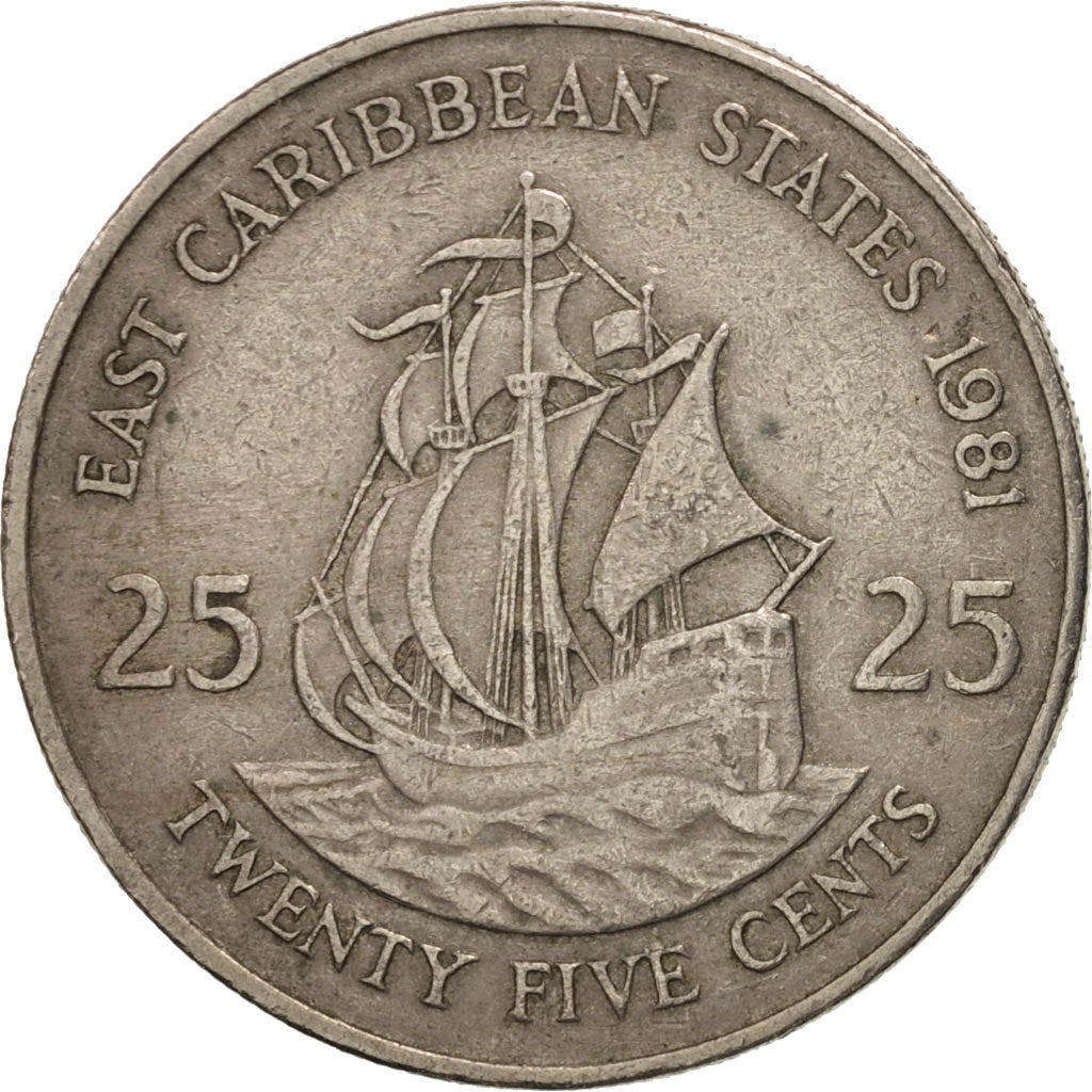 Coin, East Caribbean States, Elizabeth II, 25 Cents, 1981, EF(40-45)