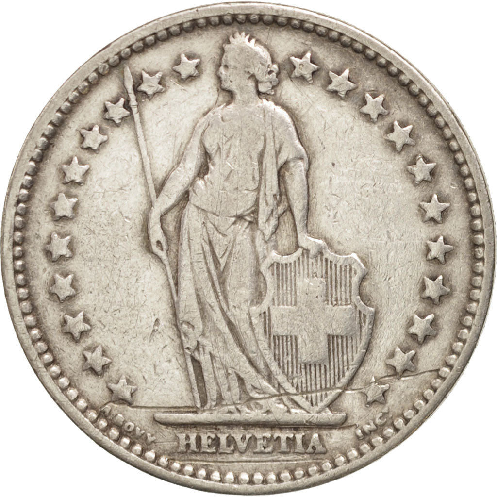 Coin, Switzerland, 2 Francs, 1921, Bern, EF(40-45), Silver, KM:21