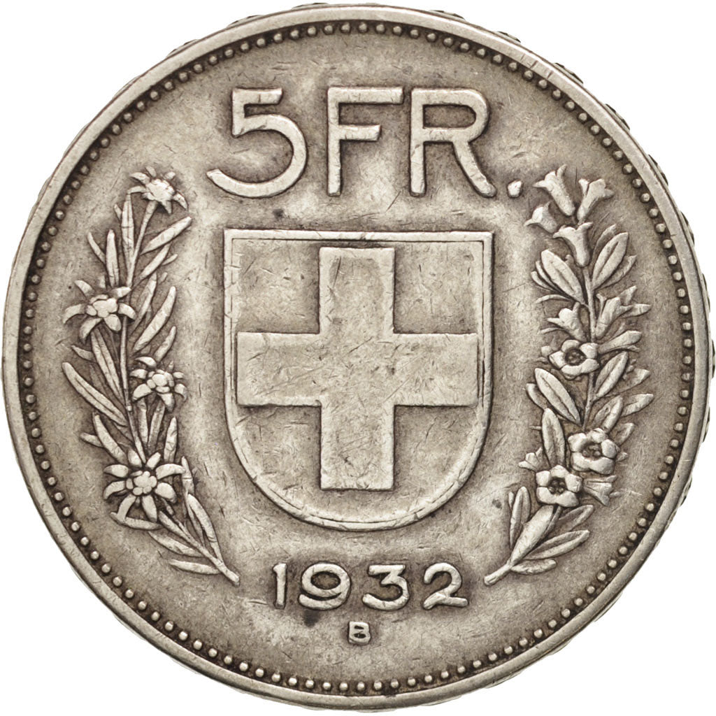 Coin, Switzerland, 5 Francs, 1932, Bern, EF(40-45), Silver, KM:40