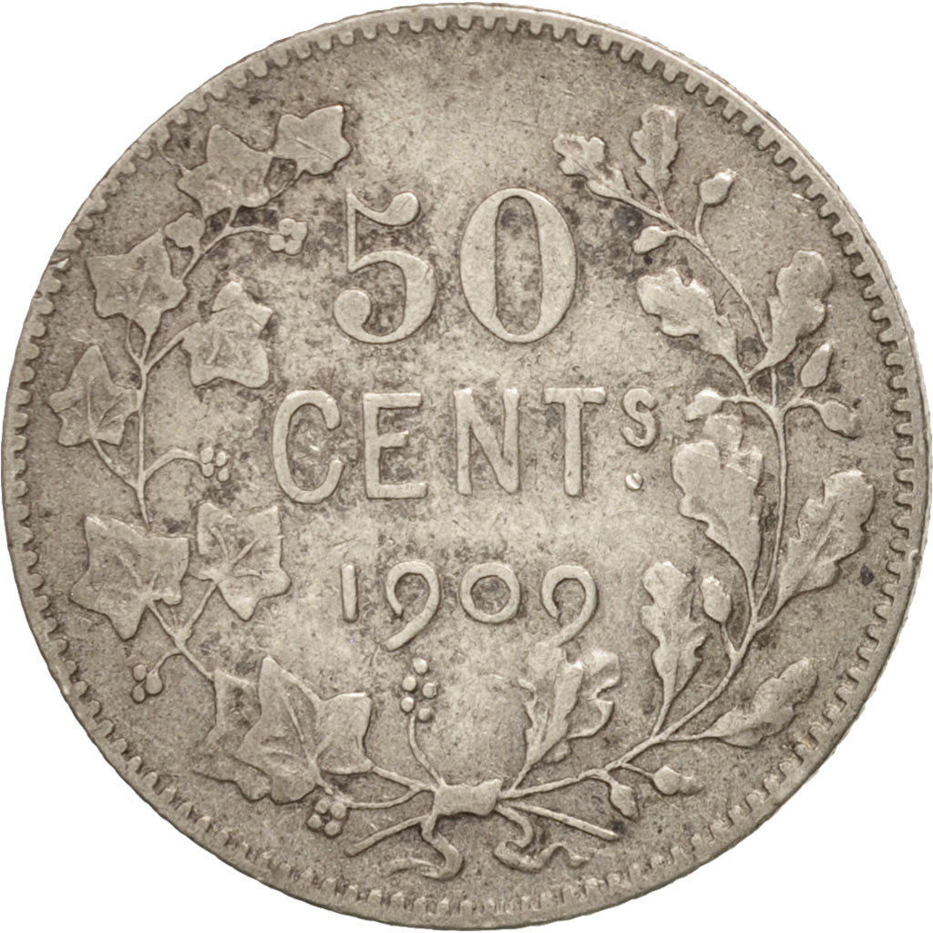 Belgium, 50 Centimes, 1909, VF(30-35), Silver, KM:60.1