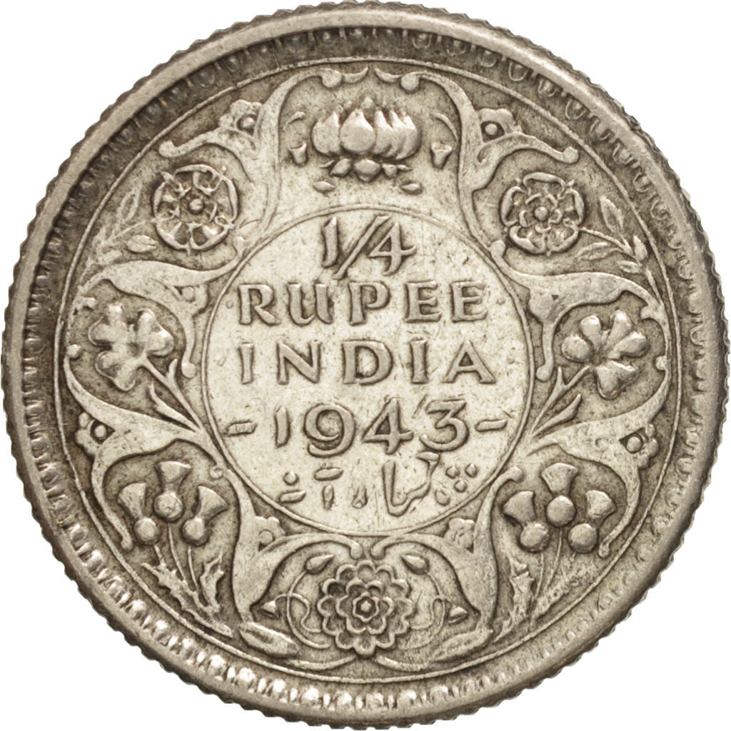 INDIA-BRITISH, George VI, 1/4 Rupee, 1943, EF(40-45), Silver, KM:547