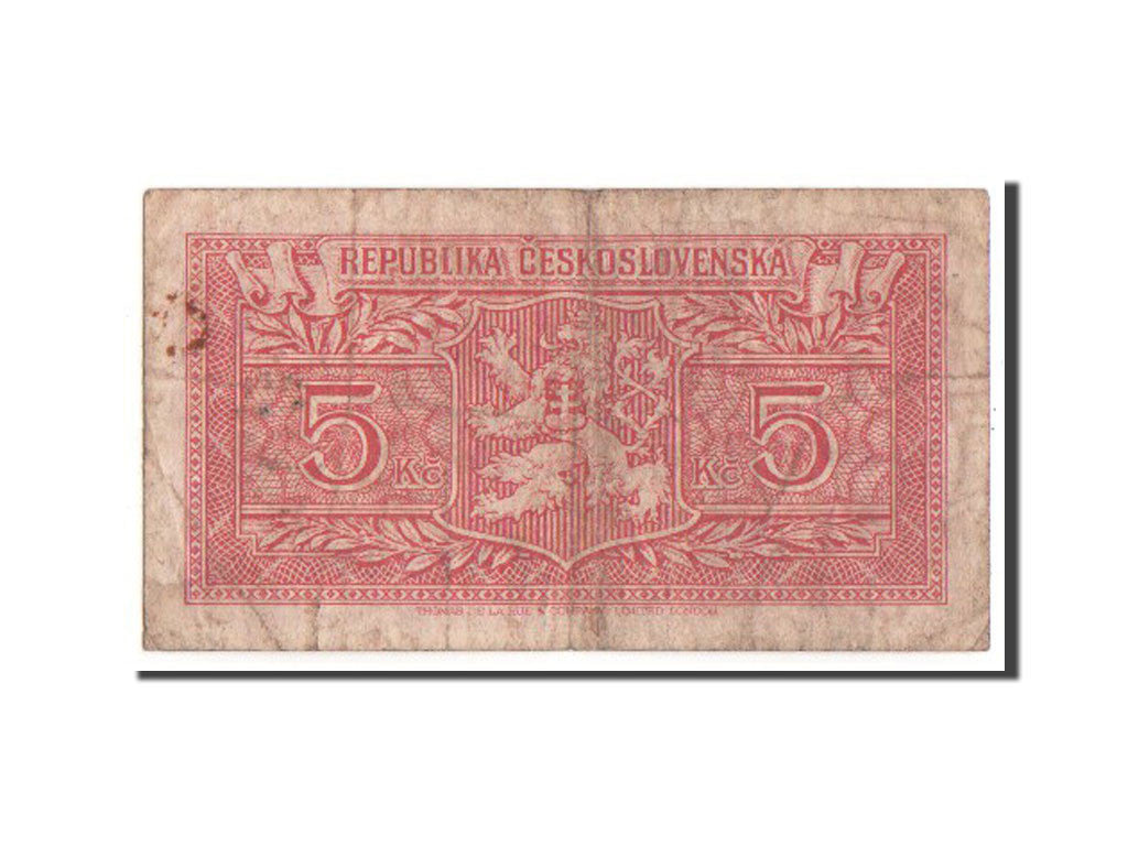 Banknot, Czechosłowacja, 5 Korun, 1945, VF(20-25)