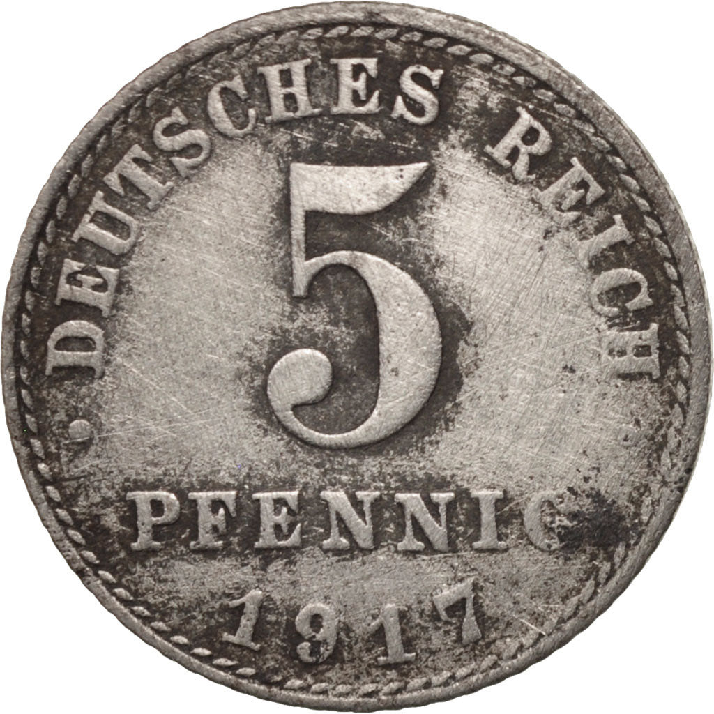 Coin, GERMANY - EMPIRE, 5 Pfennig, 1917, Berlin, EF(40-45), Iron, KM:19