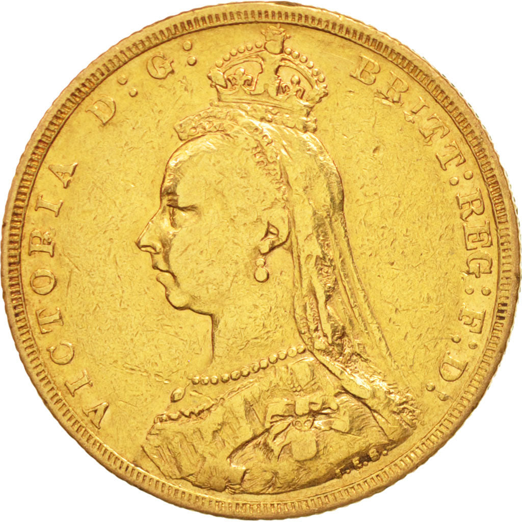 Great Britain, Victoria, Sovereign, 1890, EF(40-45), Gold, KM:767