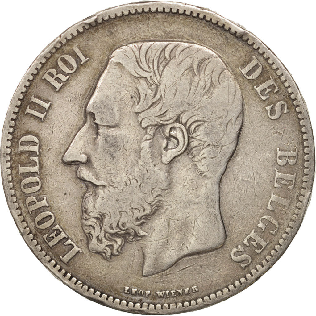 Coin, Belgium, Leopold II, 5 Francs, 5 Frank, 1867, VF(30-35), Silver, KM:24