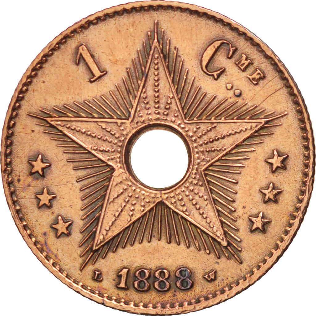 CONGO FREE STATE, Leopold II, Centime, 1888, AU(50-53), Copper, KM:1
