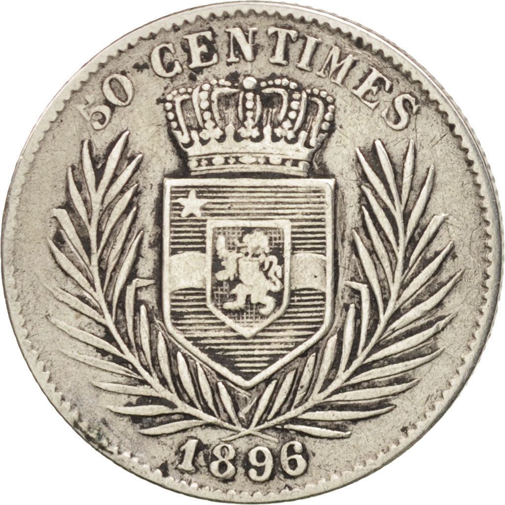 Stato Libero del Congo, Leopold II, 50 Centimes, 1896, MB+, Argento, KM:5